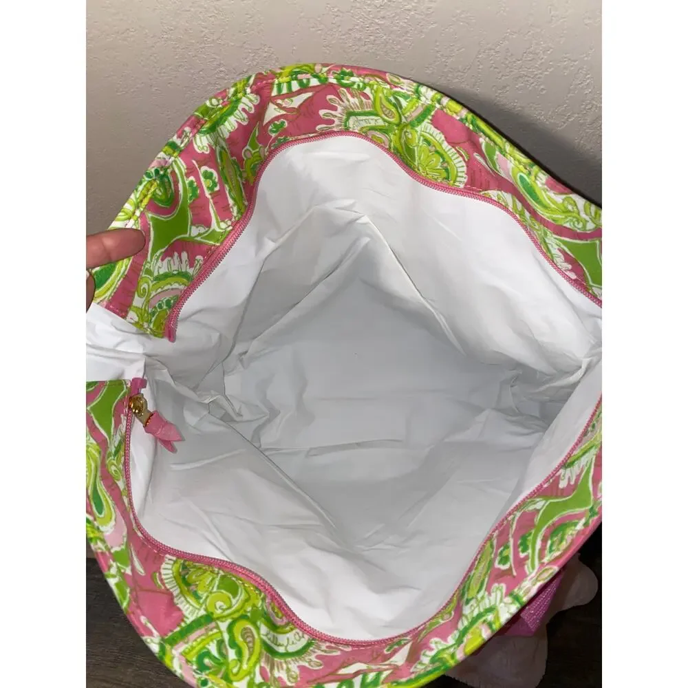 Lilly Pulitzer Insulated Cooler Tote Bag vibrant pink and green floral pattern - Picture 4 of 8
